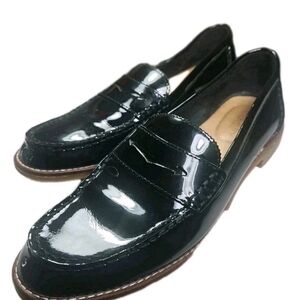 Sperry 7.5M Women Blk Patent Leather Chunky Winsor Penny Loafer Y2K Barbie[6D
